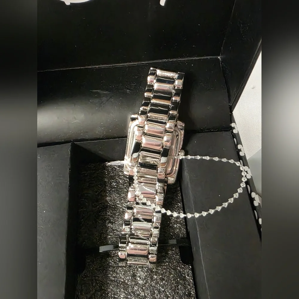 Disney Accutime Mickey Mouse Crystal Embellished Silvertone Link Bracelet Watch